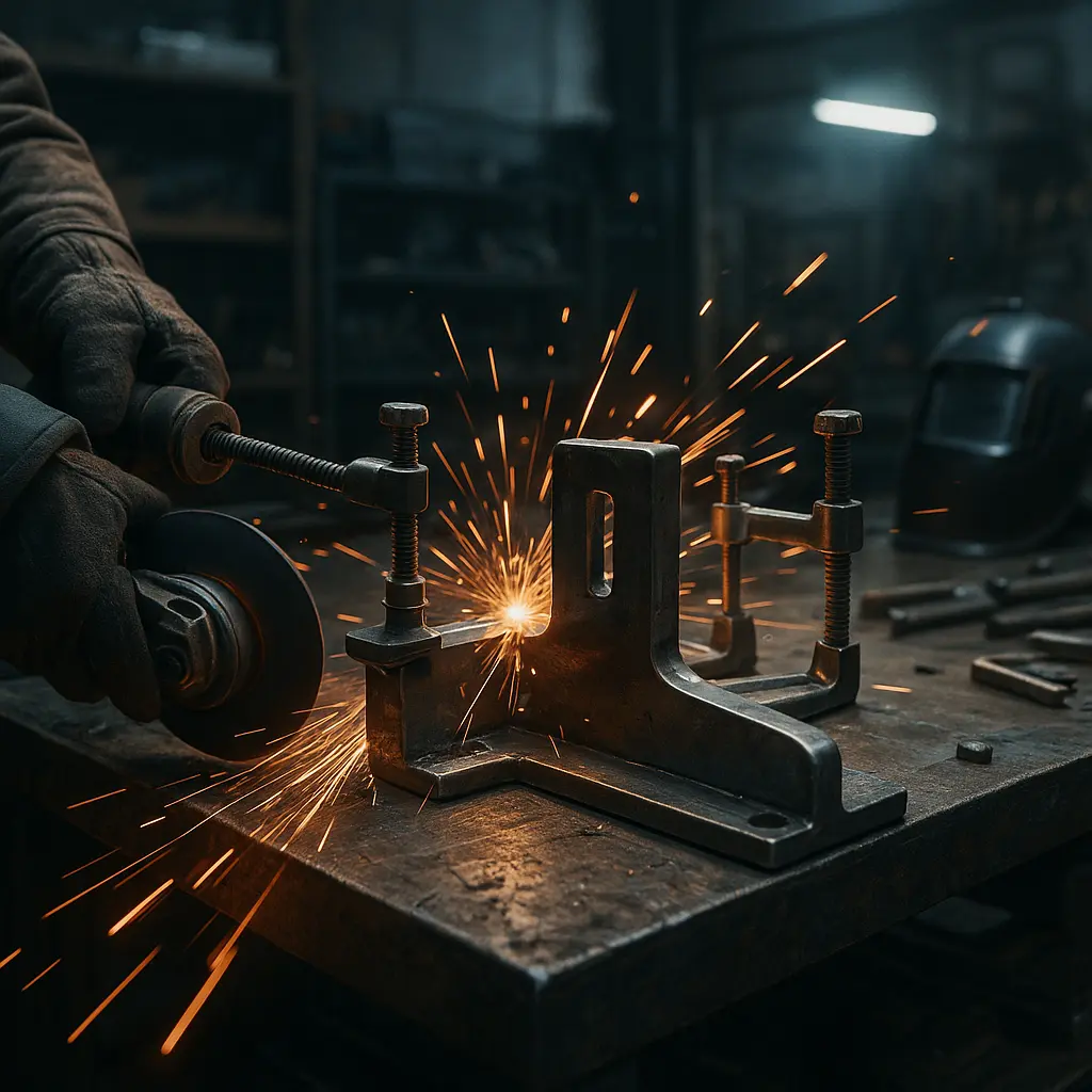 Metallfertigung auf Werkbank