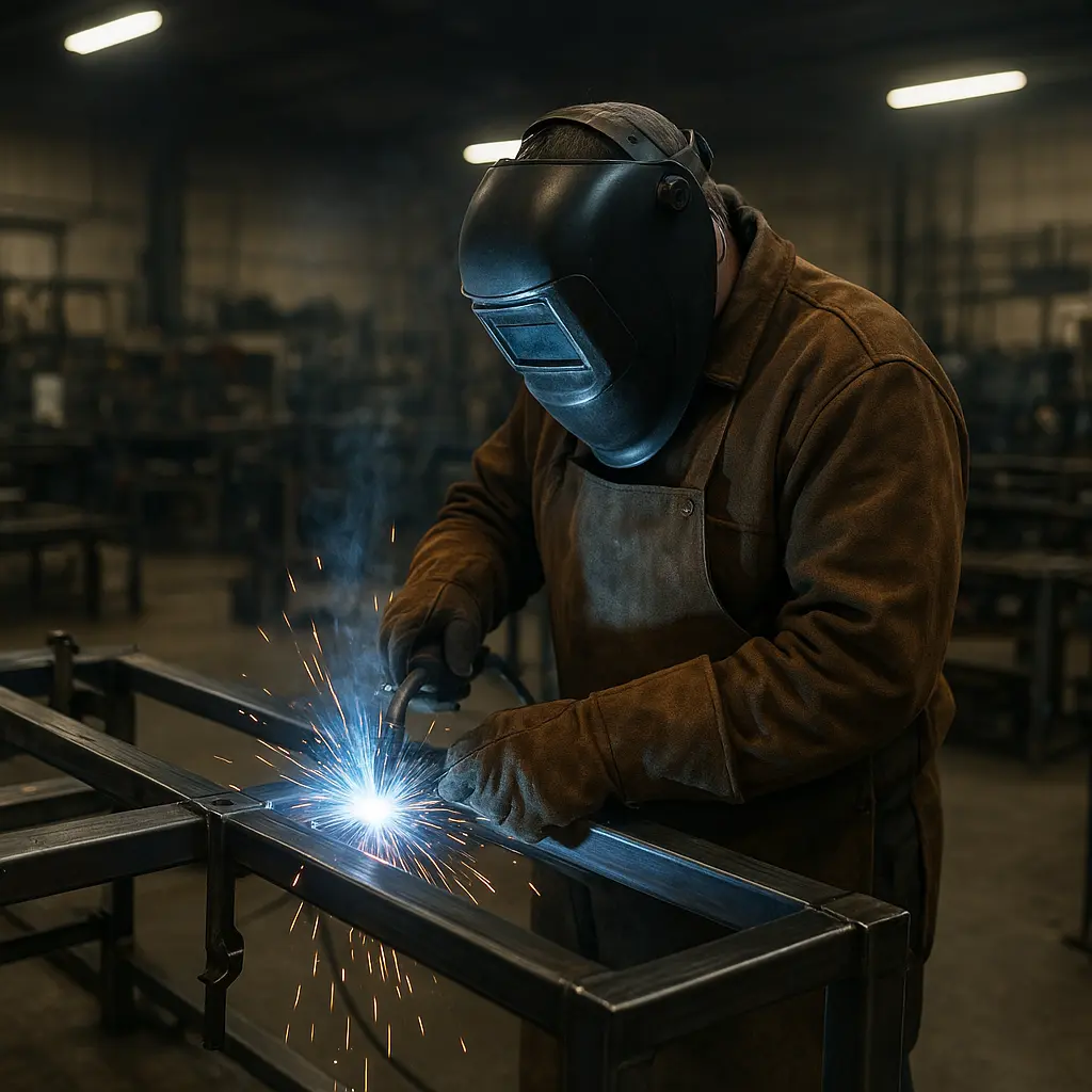 MIG-Schweissen an Stahlrahmen